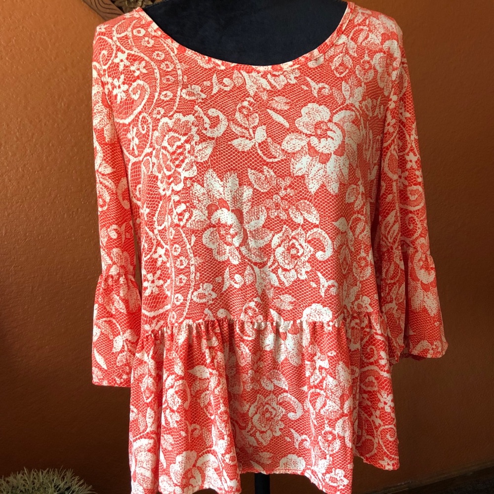 Million Bullpup Babydoll Blouse L Flare Sleeve